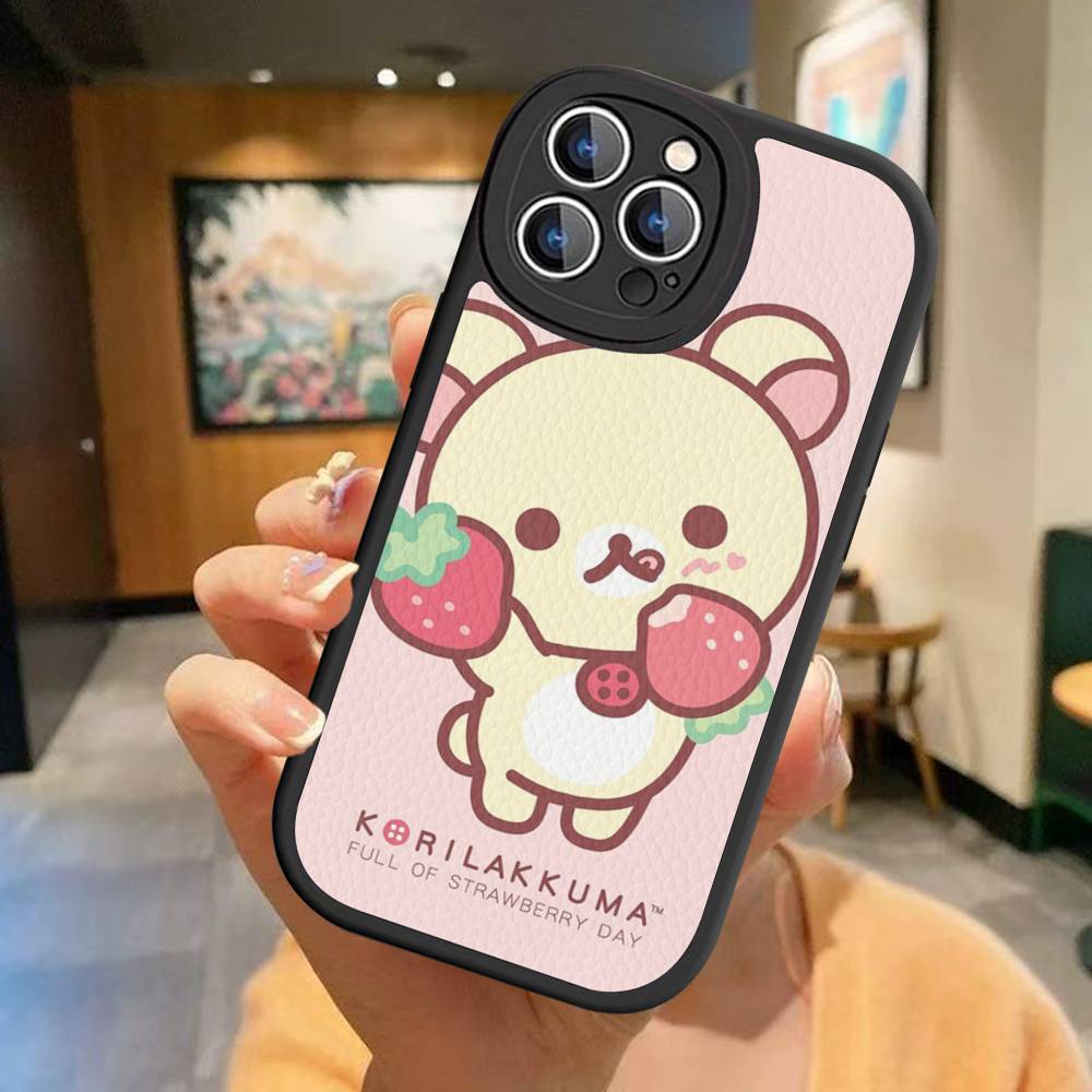 Rilakkuma Anime Niedliche Cartoon Handyhülle Für IPhone 16 15 14 13 12 11 Pro Max Plus 16E Weiche Lederhülle