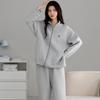 Air Cotton Pajamas Women'S Autumn And Winter Thickened Pure Cotton Long-Sleeved Interlayer Can Be Worn Outside Loungewear Thin Padded Zipper Set