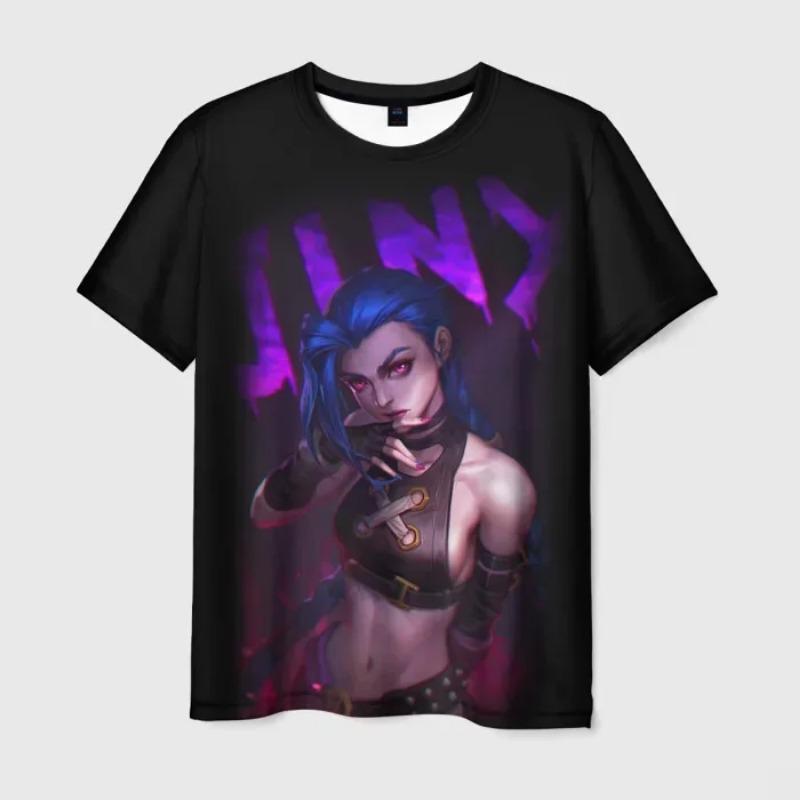 Populární tričko Jinx z Arcane League Potištěná Pánská/Dámská Anime Trička Letní s Kulatým Výstřihem a Krátkým Rukávem Pánský Dospělý Kreslený Top