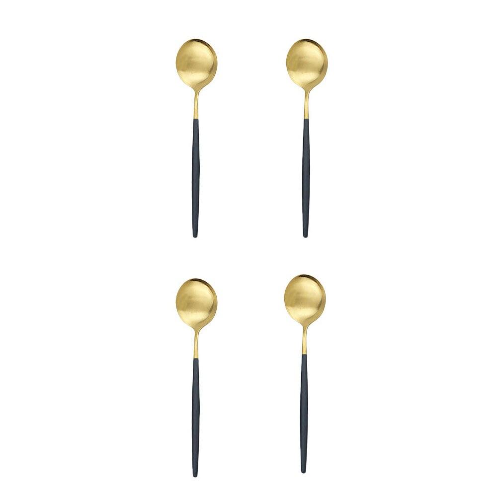 4Pcs Gold Matte Tea Spoon Cutlery Stainless Steel Coffee Spoon Silverware Small Stirring Spoon Tableware Kitchen Flatware