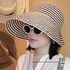 Women's Striped Sun Protection Large-Brim Fisherman Hat for Summer