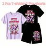 Fashion Cartoon 67 Graphic Print Outdoor Street Kids T-shirt and Shorts Summer Home Casual Outfit Boy and Girl's Sports Set
