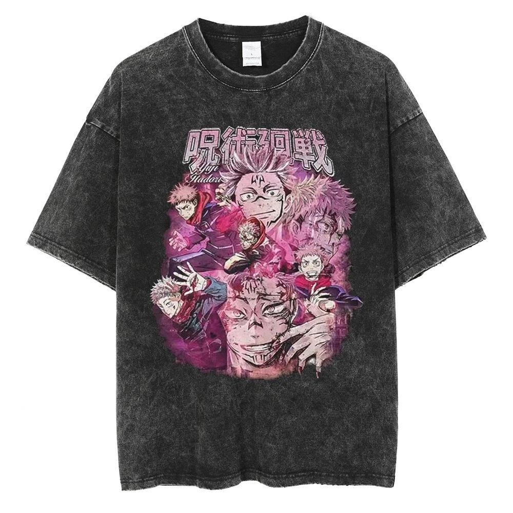 Jujutsu Kaisen Cosplay Anime Tričko T-shirt Spodní tričko Vintage Praná bavlna