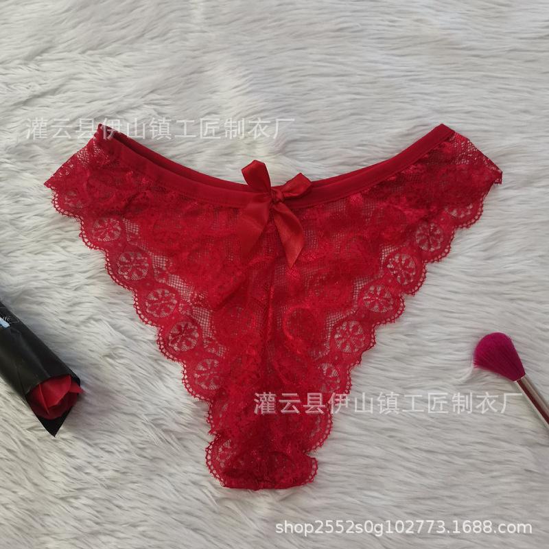 Sexy Lingerie Lace Sexy Low-rise Thong Briefs Breathable Girl Bow Inside