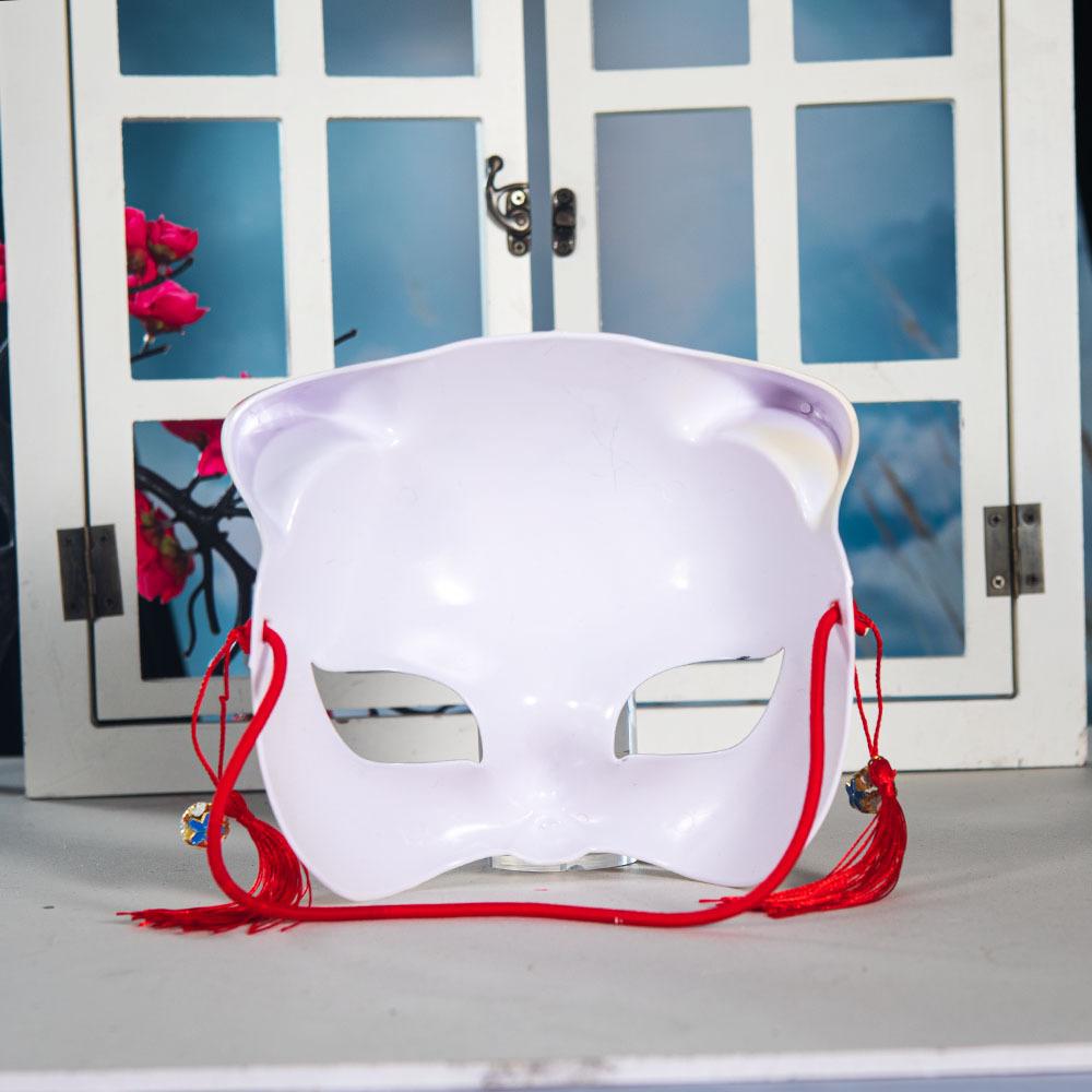 Handmade Cute Cat Cosplay Mask Japanese-Style Half Face Painting Mask for Stage Performances And Anime Role-playing