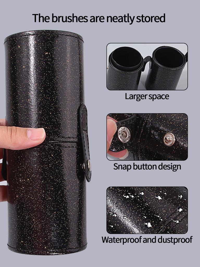 Black Makeup Brush Storage Bucket with Lid, Dust-proof Dressing Table, Cosmetics Storage Box, Lipstick and Eyeshadow Pen Holder