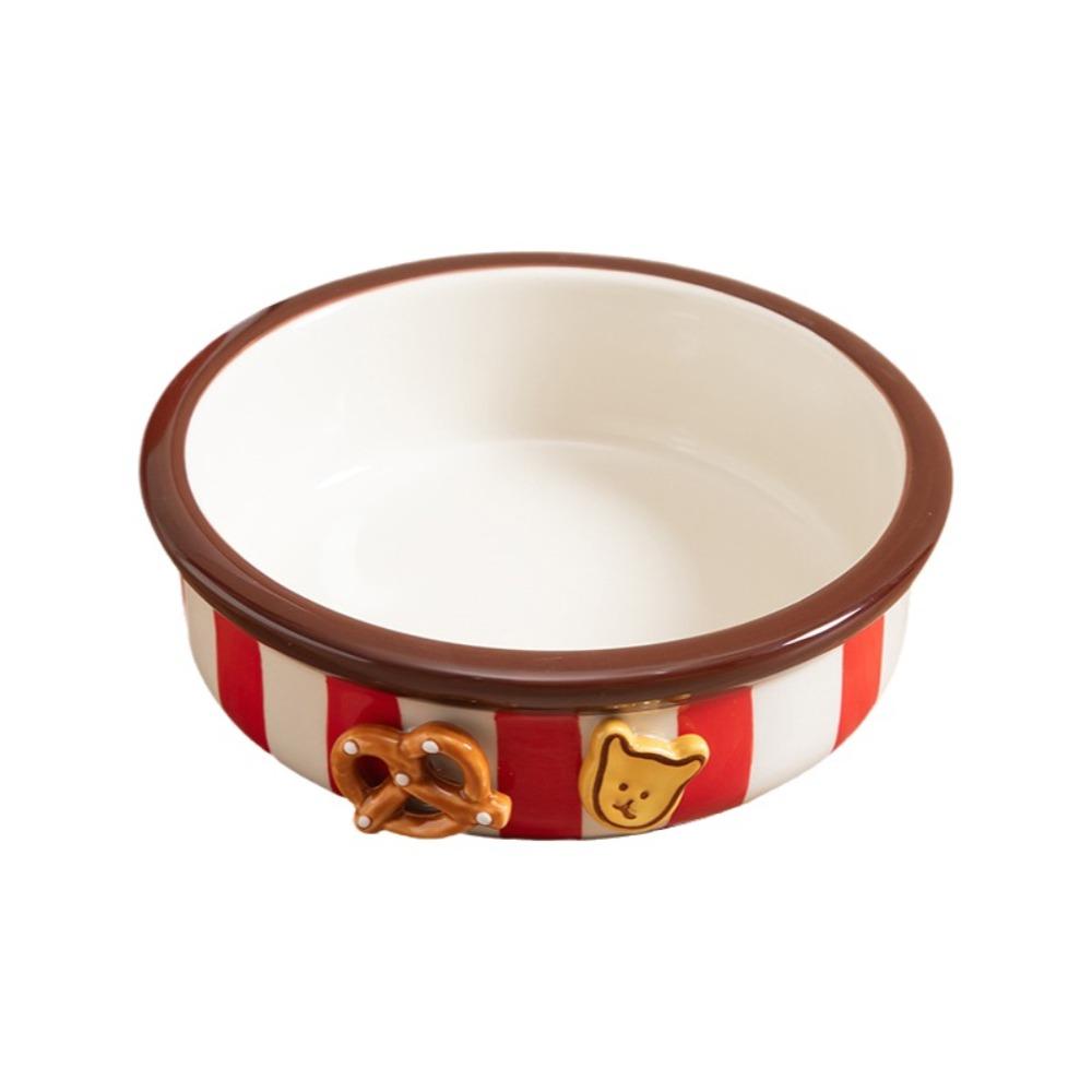 

Premium Anti-slip Dog Ceramic Bowl Thicken Handmade Pet Water Feeders Cute Stripe Kitten Food Basin Dogs красный