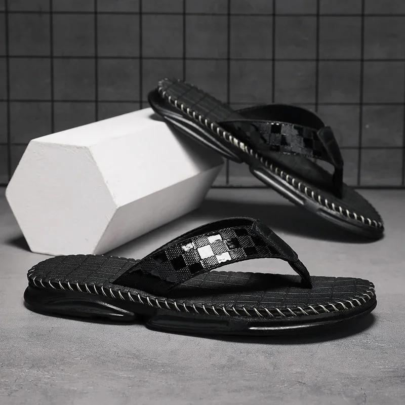 Men's Shoes 2024 Men's Summer Sandals Brand Slippers Luxury Living Room Slippers for Man Genuine Mens Slipper Flip Flops Man