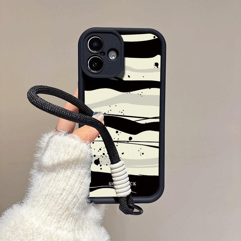 

Splattered Ink Spots Printed Fashion Case + Black Lanyard Flexible Soft Silicone TPU Shell Full Back Cover for IPhone Samsung Xiaomi Redmi Redmi Note 14 Pro 5G