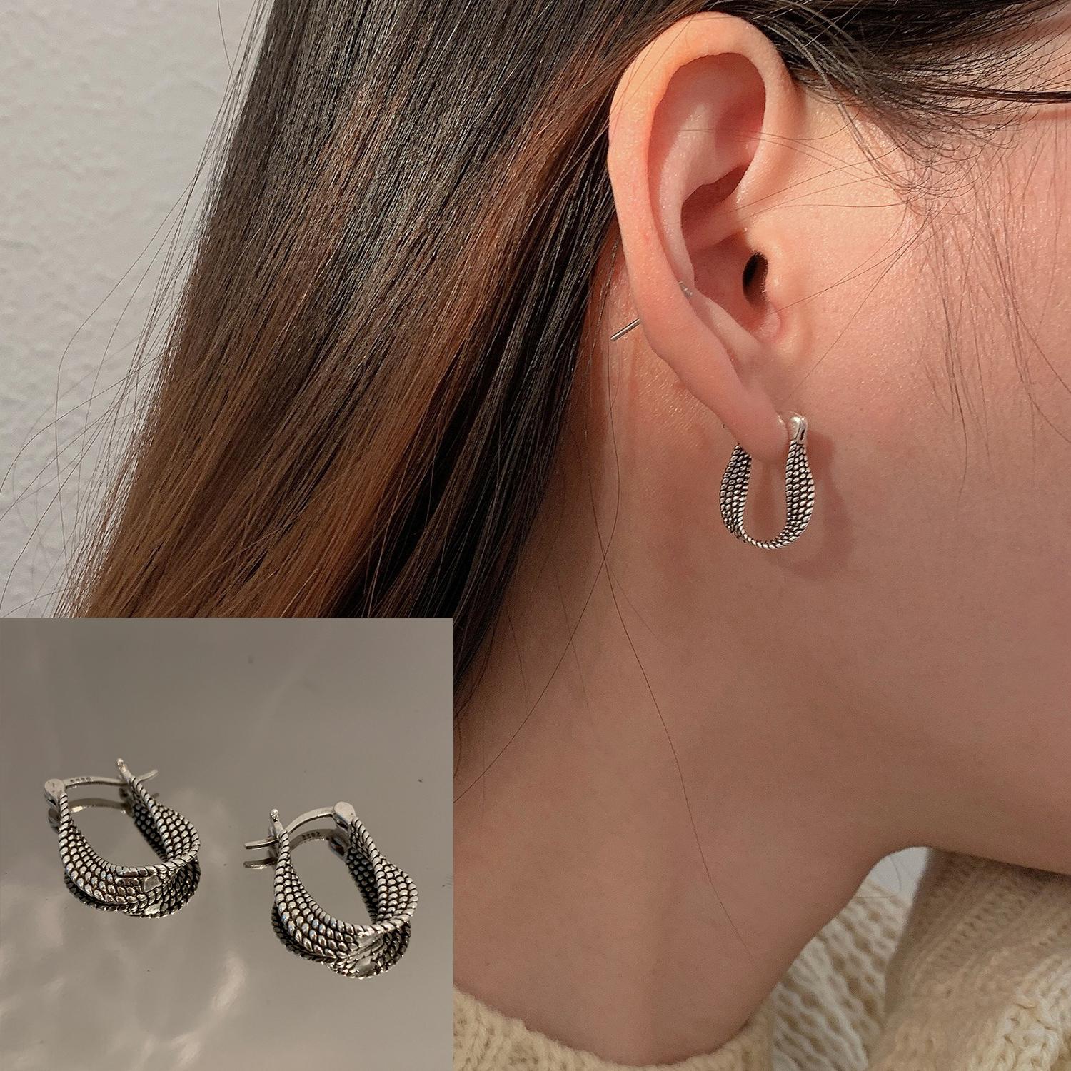 

PANJBJ 925 Sterling Silver Chunky Circle Hoop Earrings for Women Classic Geometric Punk Ear Jewelry Party Gifts Dropshipping