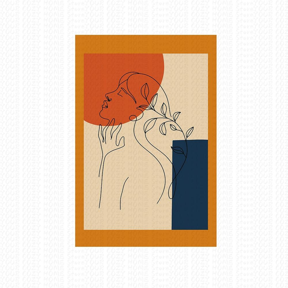 1 Hand drawn line art poster, abstract style wall decor, frameless canvas print, home decor, room decor,gallery art canvas decor 21X30CMNo Framed