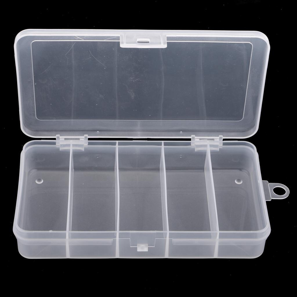 

Transparent PP Plastic Fishing Tackle Box 5 Compartments Case