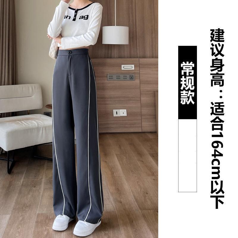 

suit wide-leg pants children s spring and autumn high-waisted high-end drape black straight-leg pants casual small pants S
