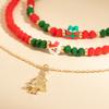 Korean Cute Red/Green Crystal Beaded Clavicle Necklace Fashion Metal Christmas Tree Snowman Pendant Necklace Christmas Jewelry