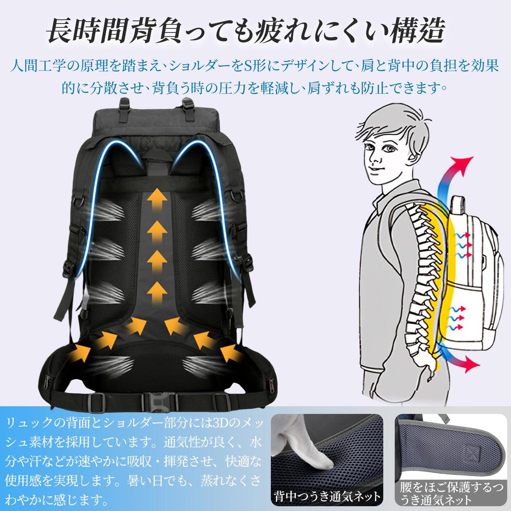 Kayiyasu 75L Large Capacity Mountaineering Ideal for and Emergency Waterproof and Unisex Backpack, Camping, Hiking, Travel, Preparedness,