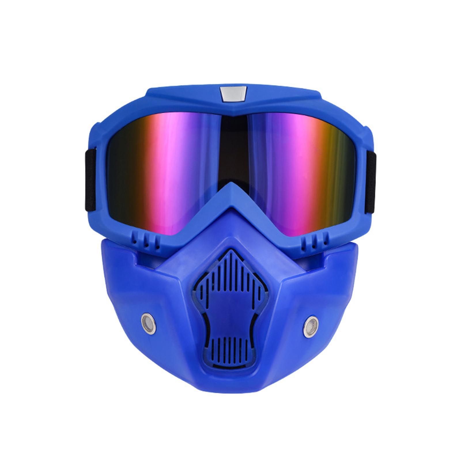 

Full Face Protective Mask with Anti-Fog Goggles and Ventilated Mouth Guard for Outdoor Sports and Safety Activities One Size синий