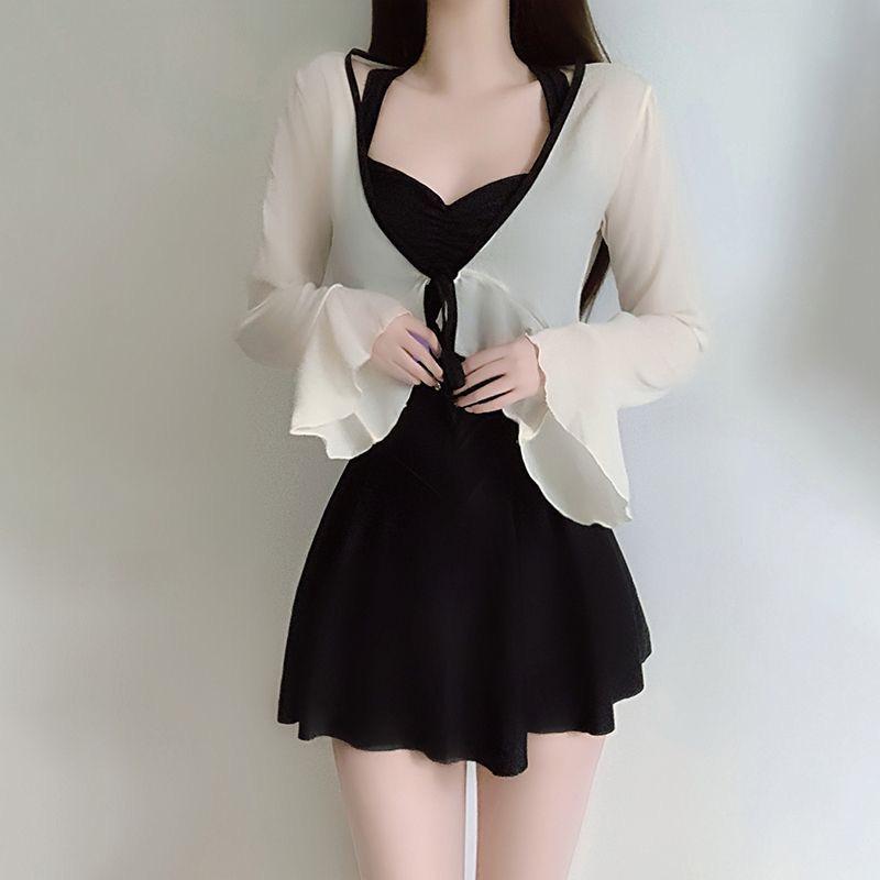 Women s Sexy Black Cross-Back One-Piece Swimsuit L (95-105 Jin)