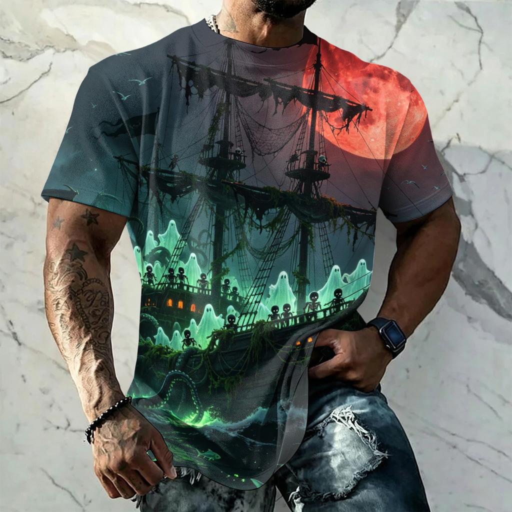 3D Pattern Print T Shirt with Breathable Cool Lightweight Flexible Fabric Easy to Match and Stylish Casual Wear