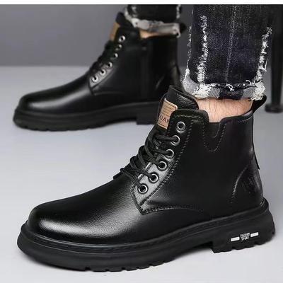 Winter High-Top Martin Boots: Velvet-Lined, Thick-Soled Snow Boots, Casual British Style, Warm Cotton-Style Work Boots.