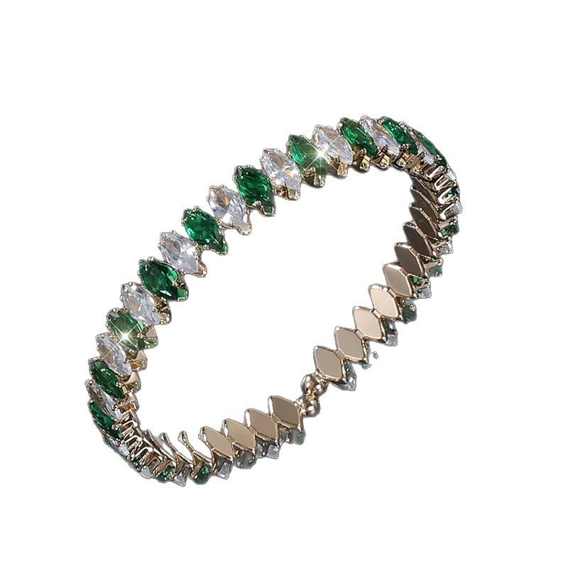 Full Diamond Zircon Open Bracelet Banquet Crystal Gold Silver Color Zircon Rhombus Bracelet