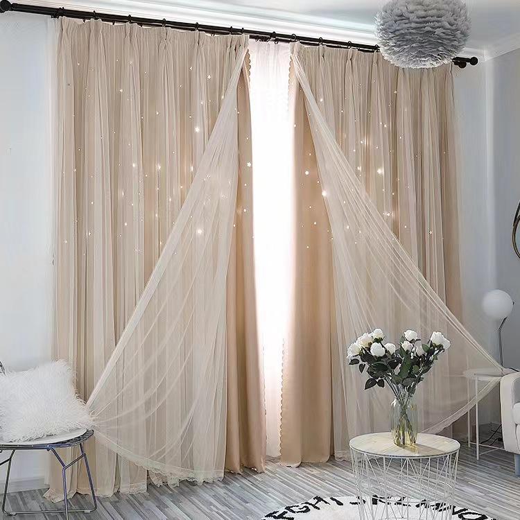 Dream Fashion Trend Hollow Star Cloth Yarn Integrated Finished Double Curtain