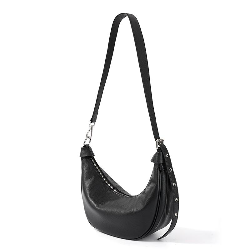 Modische Damentasche Neue Echte Leder Damentasche Vielseitige Knödeltasche High-End Pendler Schultertasche Umhängetasche black