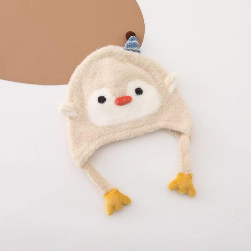 Fleece Lined Penguin Baby Hat Soft Knitted Baby Winter Cap Cartoon Kids Hat Boy Girl Unisex