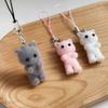 Flocking Cat Pendant Keychain Bows Shaped Key Chain Bowknot Keyring Jewelry Camera Bag Decorations Handmade Gift