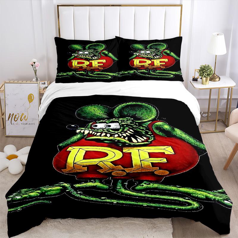 Rat Fink'S Fiery Ride Print 3Pcs Bedding Setduvet Cover With 2 Bedropillowcase Home Birthday Gift