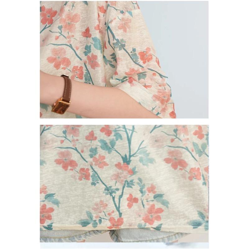 DIMANAF 2026 Plus Size Summer Beach Women T-Shirts Casual Lady Tops Tunic Tees Shirt Oversize Loose Floral Print Knitted