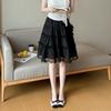 Lace Skirt Women's Summer Thin A Word 5 Points Cake Skirt Sweet Trendy Elastic Waist Polka Dot Mesh Tiered Mini Skirt