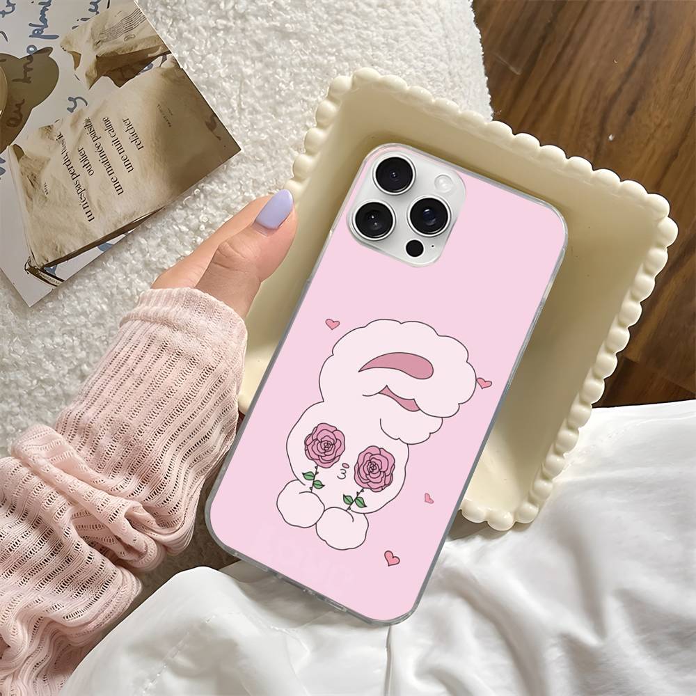Lovely Cartoon Esthers Bunny For iPhone 14 Pro Max 13 17 11 16 12 15 Air Plus Satin Colorful Phone Case