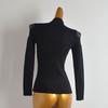 French Simplicity Pure Color Half Collar Pullover Mesh Stitching Long Sleeves Knitwear Women's Fall/Winter Slim Bottoming Shirt Tops