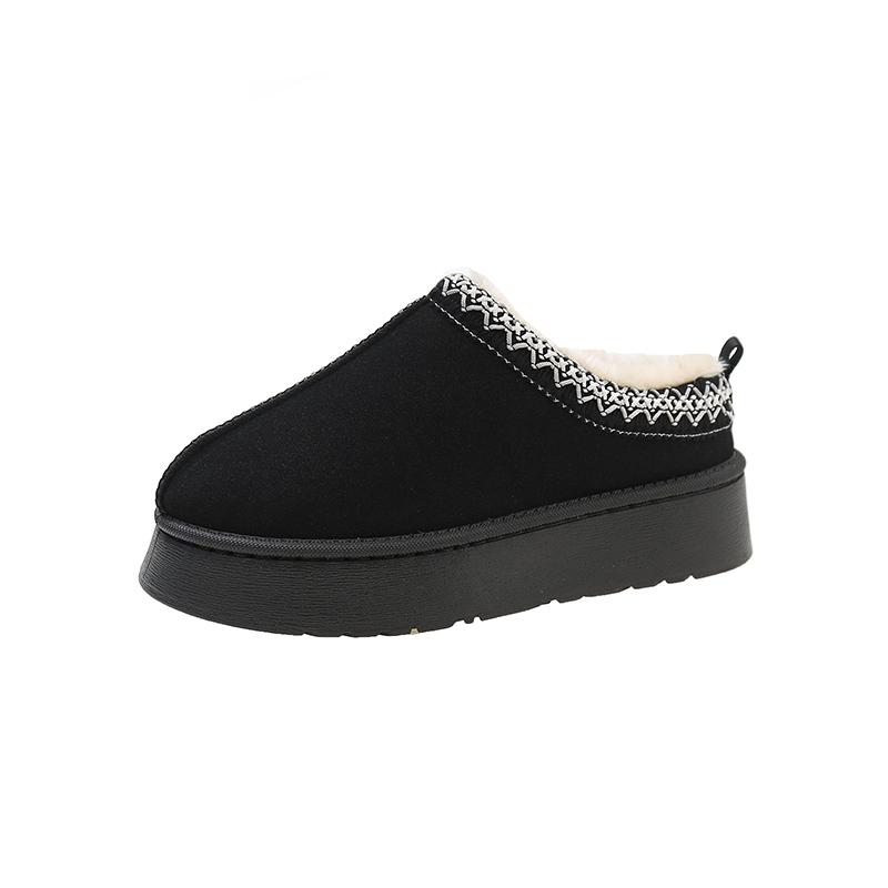 

Модные ботильоны челси, женские короткие плюшевые теплые балетки, зимние новые брендовые уличные меховые женские ботинки на платформе, хлопковая обувь 36 чёрный