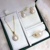 Princess Diana-Inspired Freshwater Pearl Necklace Set - Three-Piece Elegant Pearl Jewelry for Women