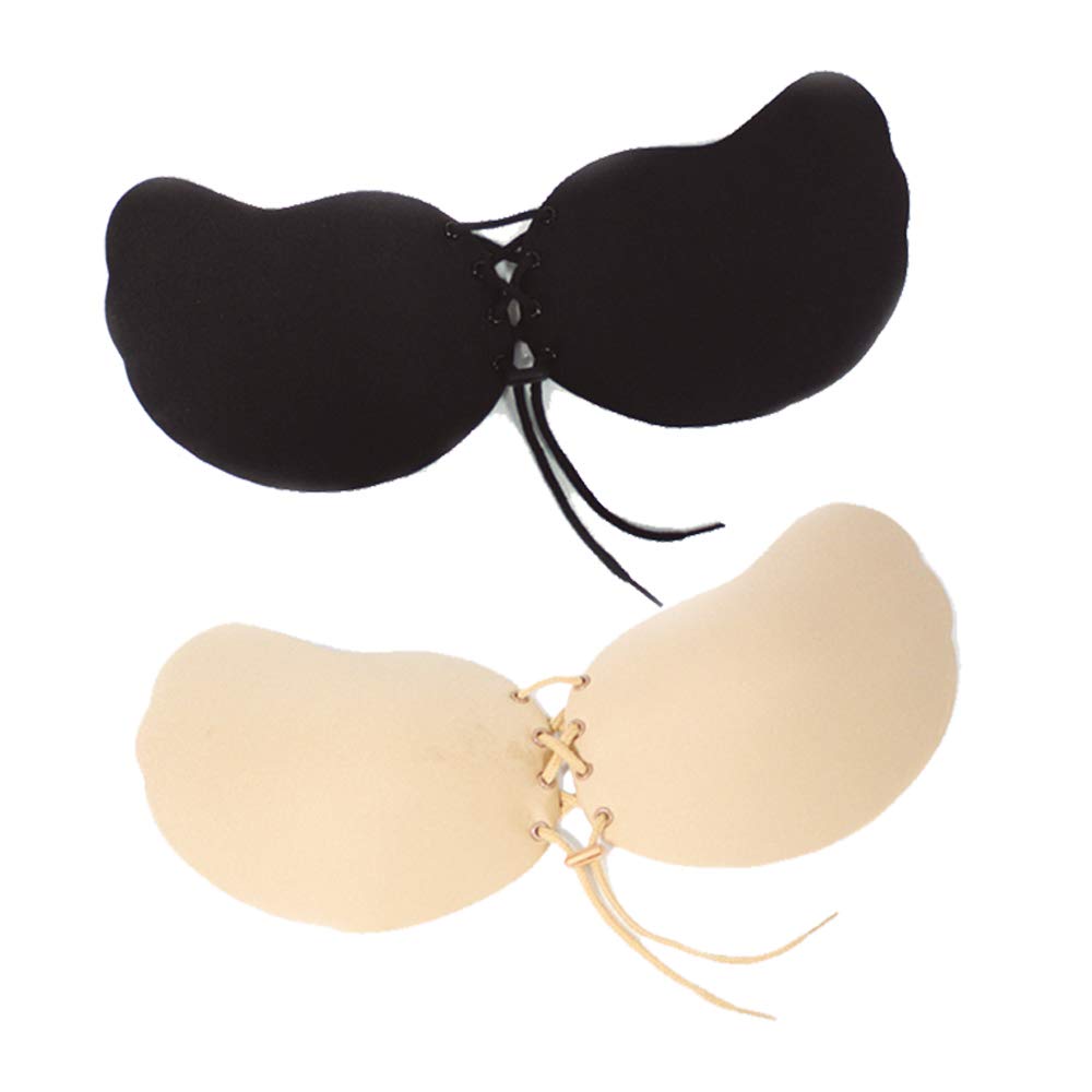 Velform Perfect Cleavage Strapless Set of 2 and Adhesive Velform Perfect Cleavage E-Chance Bra, (Black Nude) - Bust-Enhancing Bra, Bra,