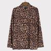 Turn-down Collar Shirt Lightweight Plus Size Leopard Print Shirt Top Streetwear