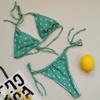 Women's Triangle String Bikini Set Adjustable Tie Swimwear Two Piece Swimsuit with Removable Pads and Ring Detail for Beach Pool