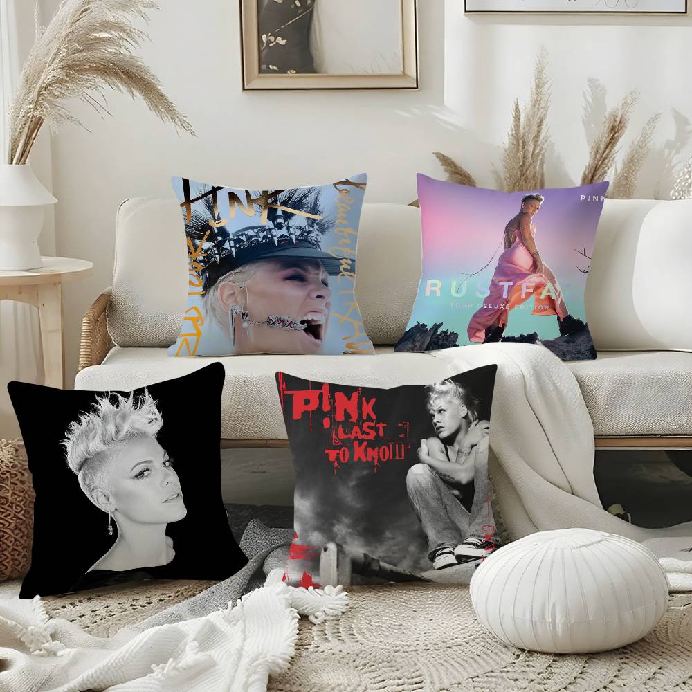 Pink Trustfall P!Nk Singer Pillow Case Home Dorm Chair Back Short Plush Double-Sided Printing Office Nap Time Cushion Cover