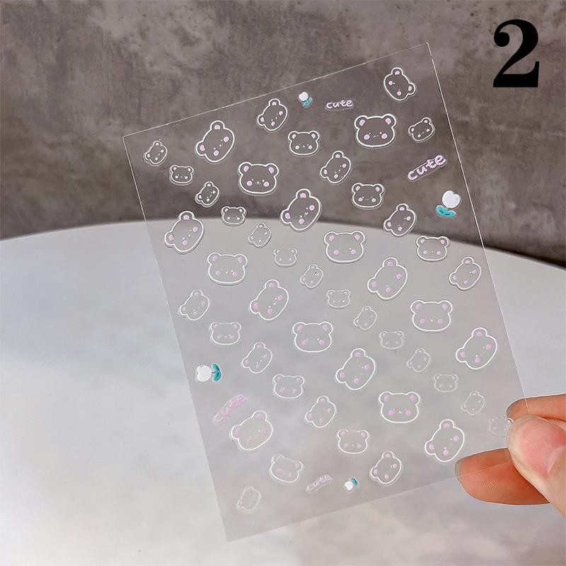 

5D Cute Cartoon Bear Cat Embossed Nail Sticker Nail Art Accessories Disney Winnie The Pooh Mickey Stickers Nail Art Decoration as the picture
