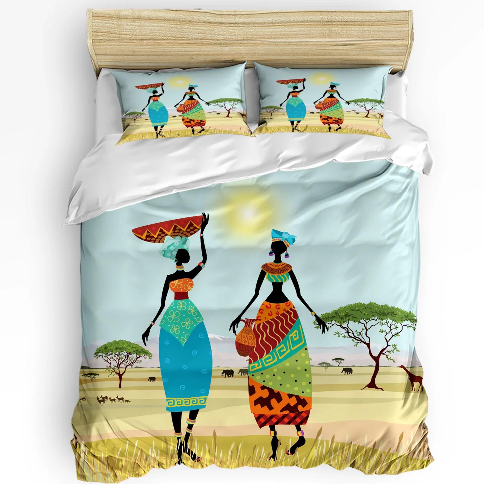 

Африканская черная женщина жираф пододеяльник кровать постельное белье домашний текстиль пододеяльник наволочки спальня двуспальный комплект постельного белья без простыни EU single(135x200cm)