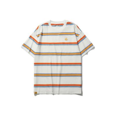 Li Ning Cf Mars Sports Fashion Series Alien Relic Striped Loose Short Sleeve T-Shirt Men Tops Orange AHSR724-3