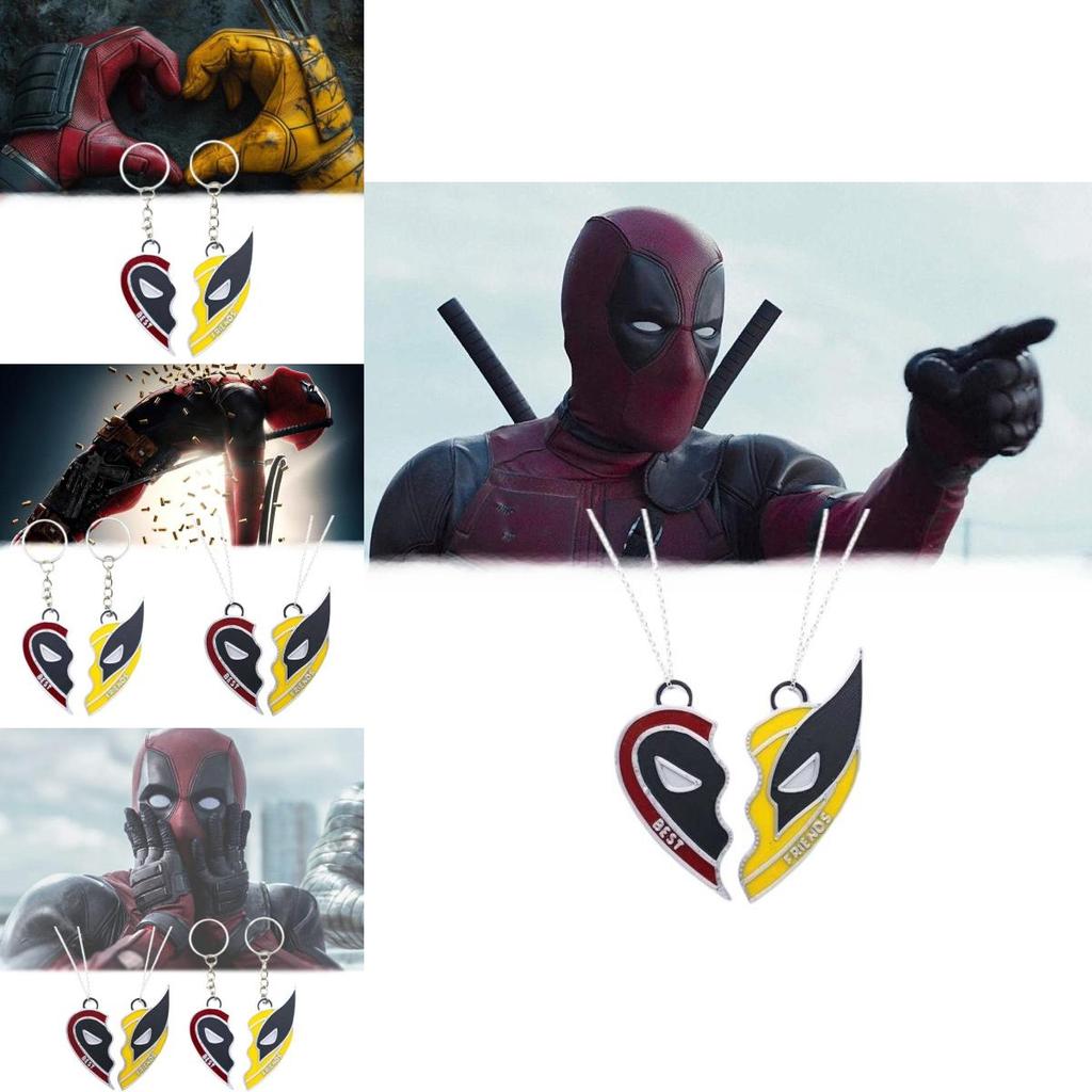 Deadpool Wolverine Najlepsi Przyjaciele Serce Geometryczny Stop Alloy Naszyjnik Czerwony Żółty Kreskówka Prezent