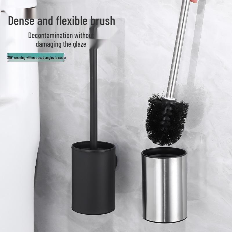 Wall-Mounted Stainless Steel Toilet Brush: No Dead Corners, No Punching Required, Perfect for Home Bathroom Cleaning.