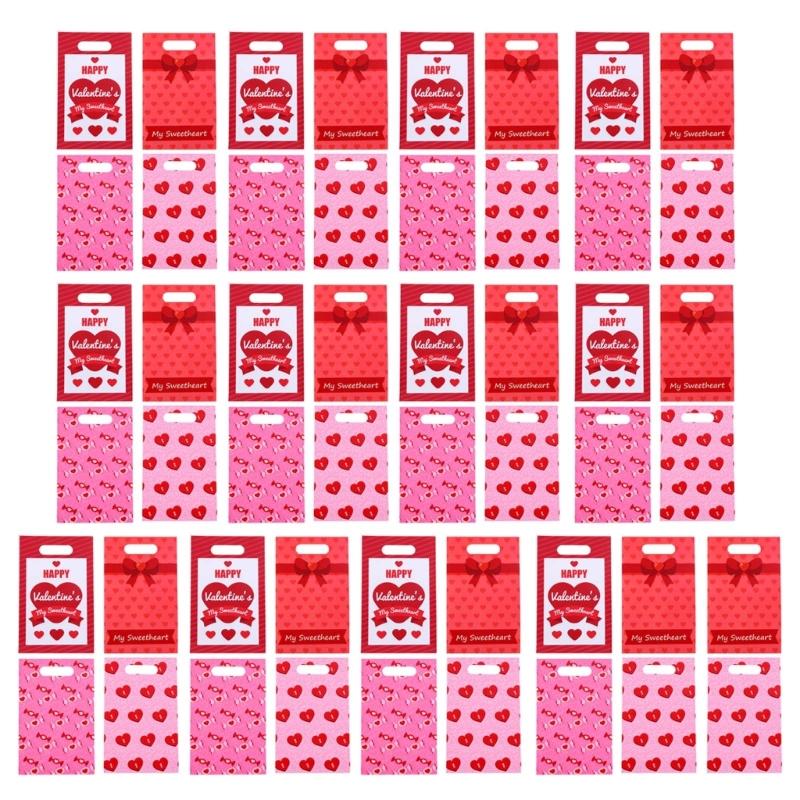 

Pack of 50pcs Valentine s Day Gift Bags Candy Biscuit Flat Pocket Portable Handbag Organiser for Candy and Treats 1
