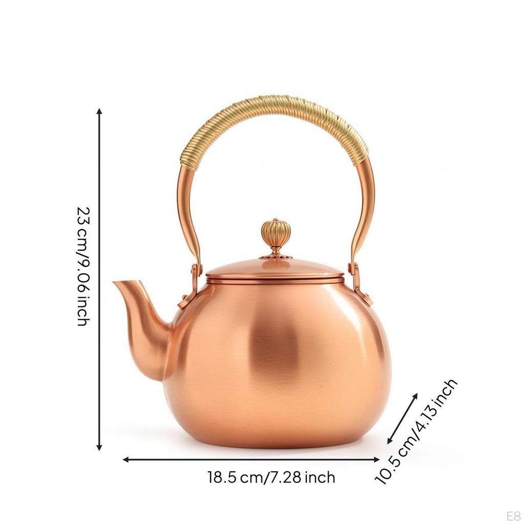 Hammered Copper Kettle Traditional Stovetop Tea Rust-Resistant Vessel for