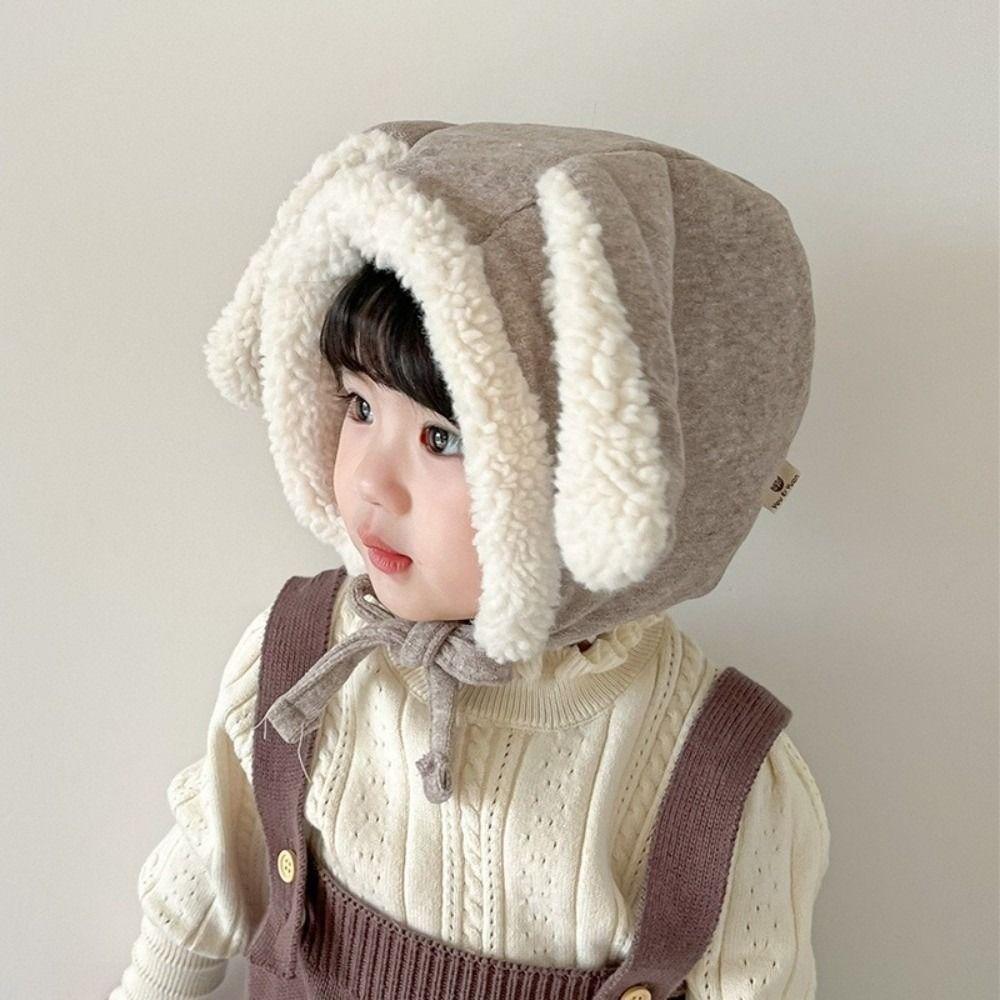 Fleece Baby Beanie Cap Cute Ear Protection Hat Lovely Rabbit Ear Hat  Toddler