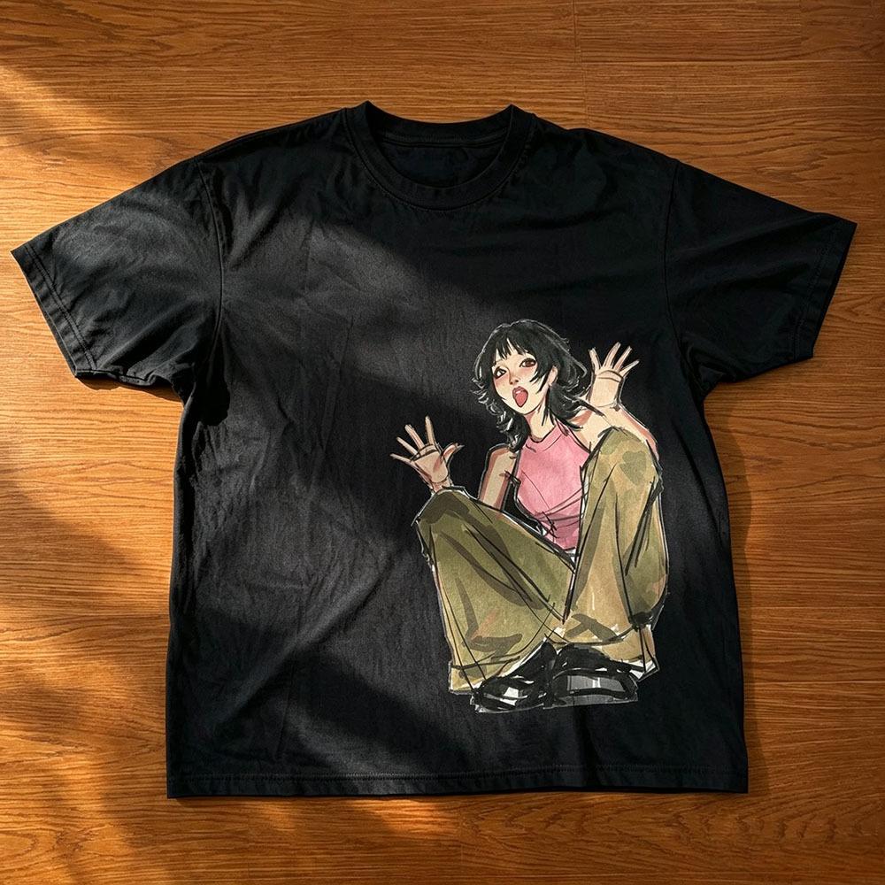 Cute Cartoon Girl Print Tshirt Unisex Tshirt Short Sleeve Street Fashion Trend Clothing Street Style Winter Innerwear Tops