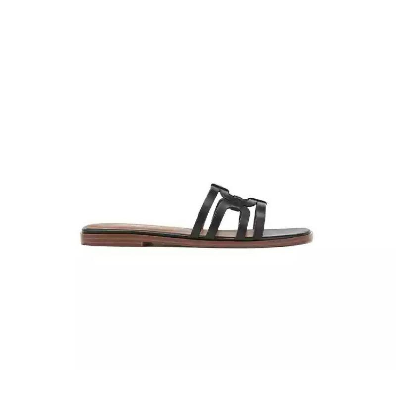 [] Milan drag~ stitching one word beach flat bottom slippers women's sandals outside wear summer