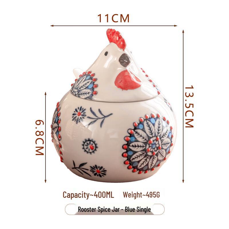 ZISIZ Little Chicken Ceramic Seasoning Jar Set with Lids